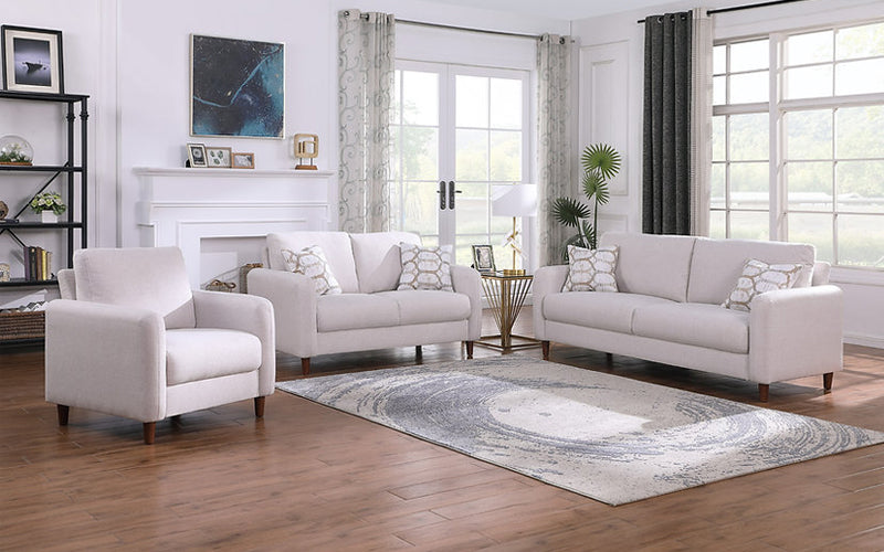 Luxury Fabric Sofa Set - 3 Piece - Beige