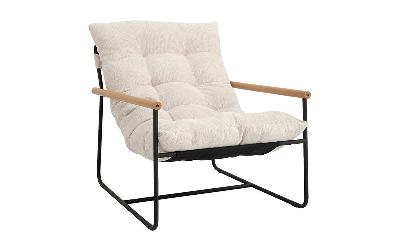 Accent Lounge Chair with Metal Frame - Beige