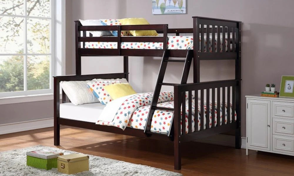 Bunk Bed - Twin over Double with or without Trundle Solid Wood - Espresso