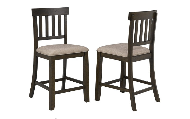 Bar Stool With Wooden Legs - Dark Grey - Set of 2 pc