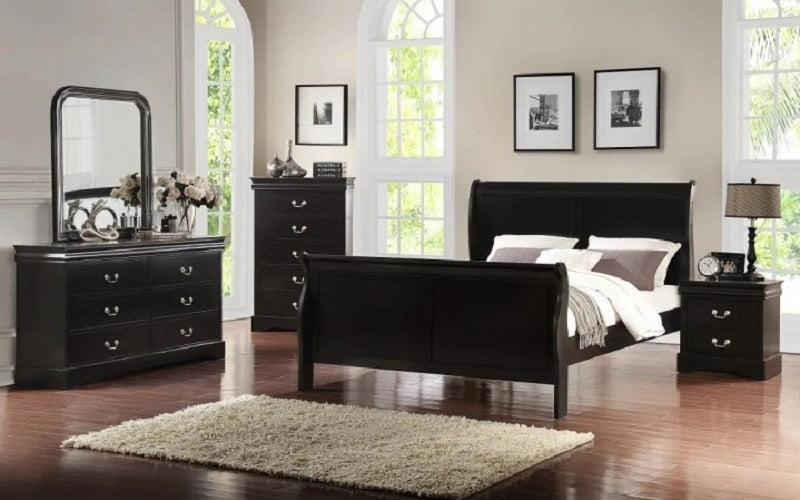 Sleigh Bedroom Set 8 pc - Black