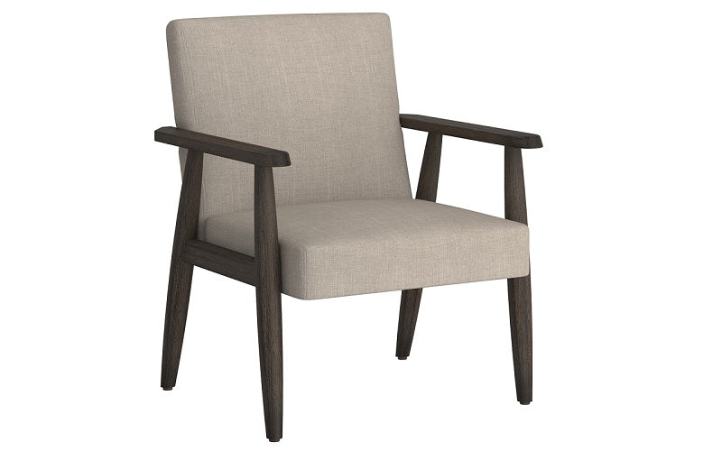 Accent Chair Textured Fabric with Solid Wood Legs - Beige