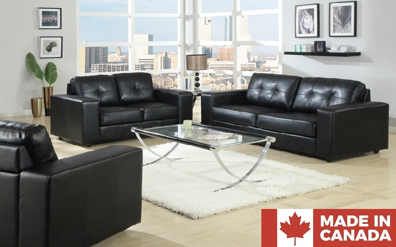 Sofa Set - 3 Piece - Black (Made in Canada)