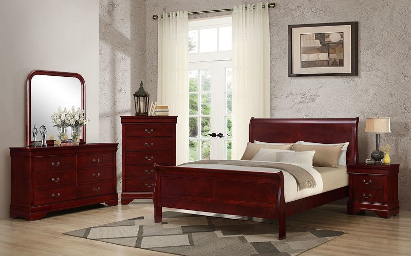 Sleigh Bedroom Set 8 pc - Cherry