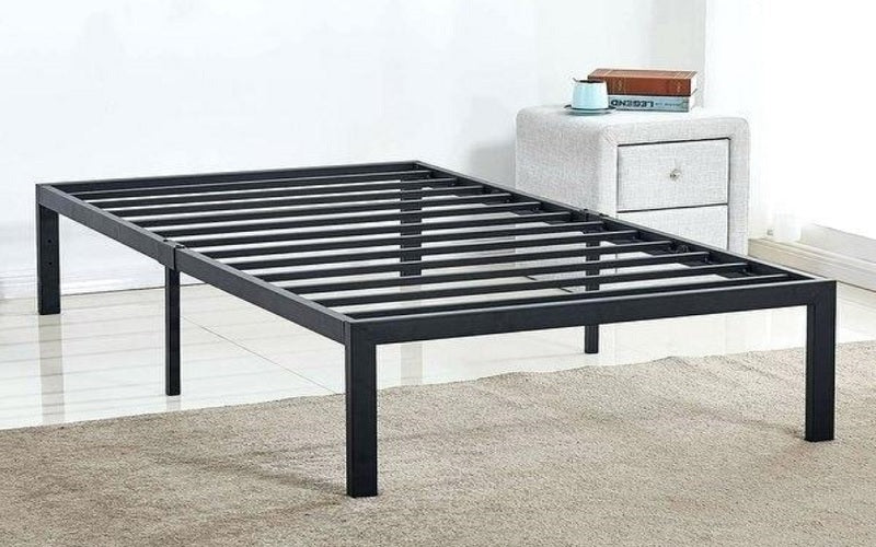 Platform Metal Bed with Leather - Black