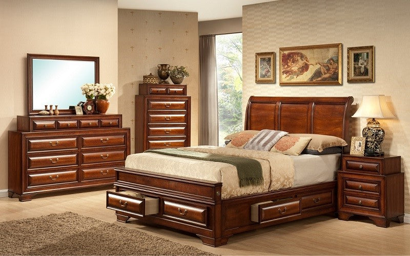 Dresser & Mirror | Chest - Walnut