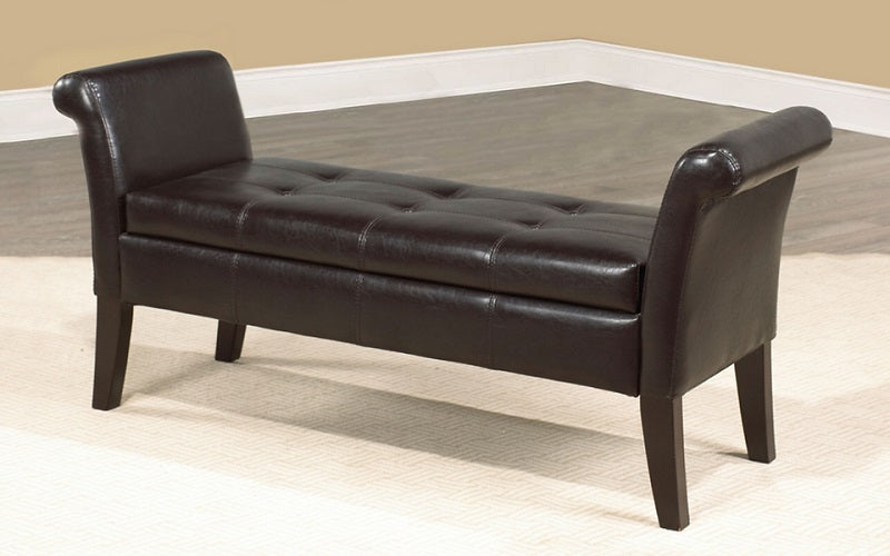Leather Storage Bench with Wooden Legs - Espresso
