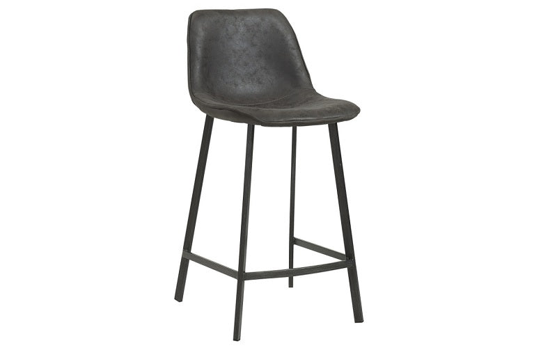 Bar Stool With Suede Fabric Seat & Metal Legs - Brown | Grey - Set of 2 pc (26'' Counter Height)