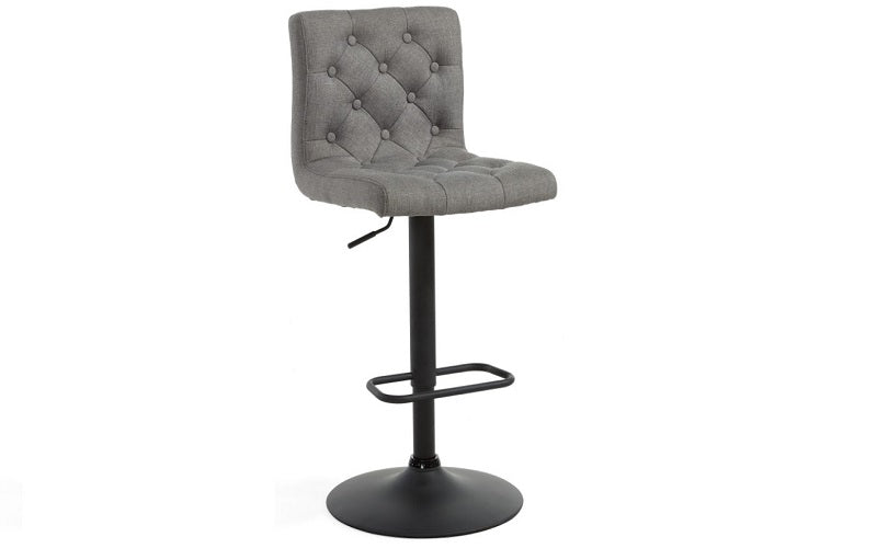 Bar Stool With High Back & 360° Swivel Fabric Seat - Grey | Beige - Set of 2 pc
