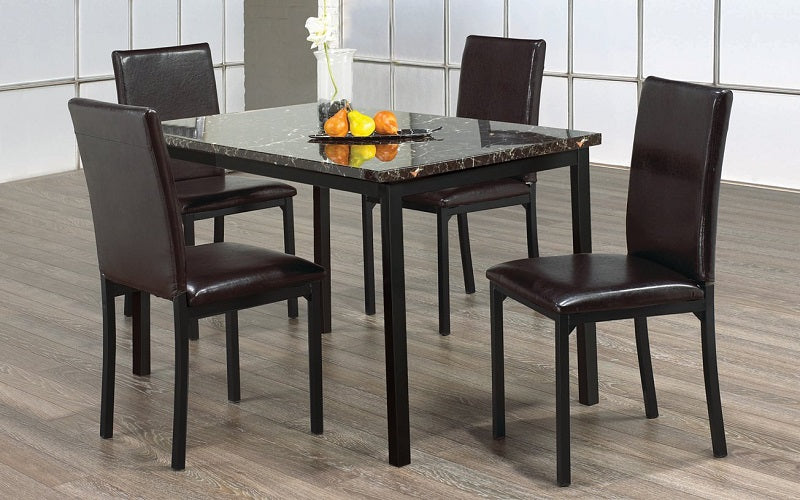 Kitchen Set with Marble Top - 5 pc - Dark Brown | Black