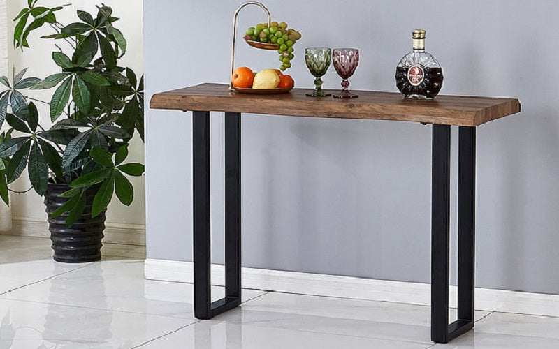 Coffee Table Set with Live Edge and Metal Legs - 3 pc - Wood