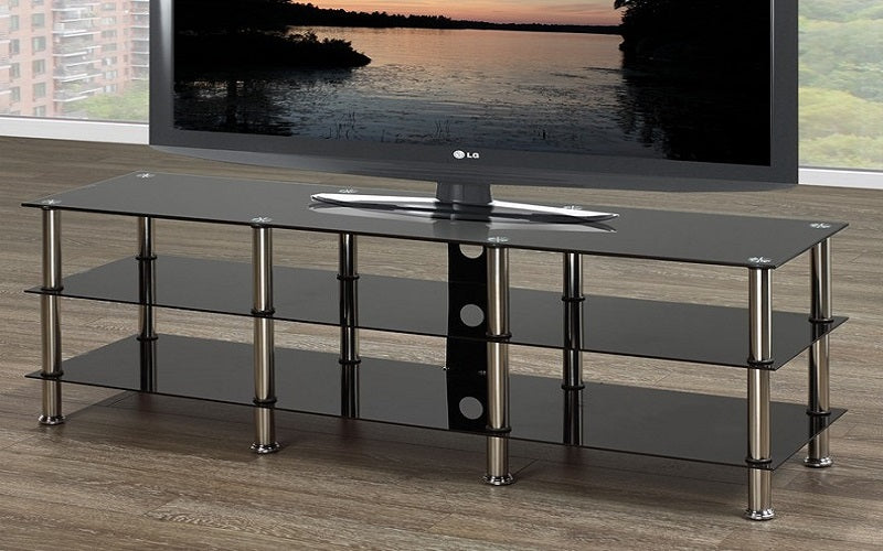 TV Stand with Chrome Legs - Black