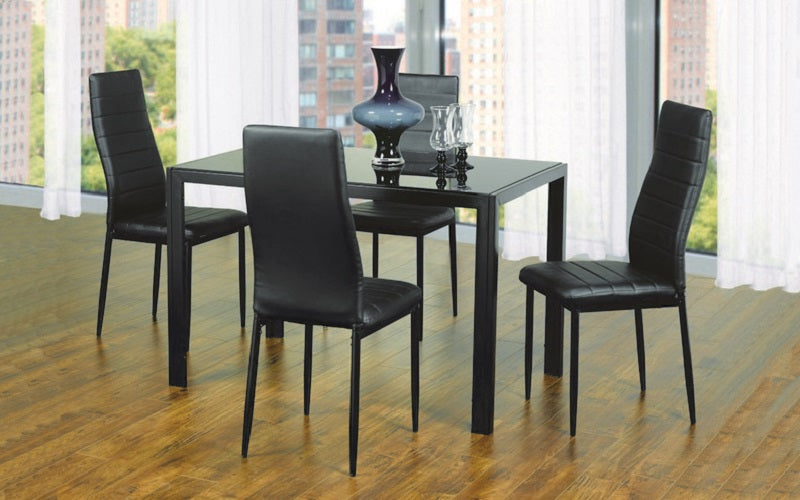 Kitchen Set with Glass Top - 5 pc or 7 pc - Black
