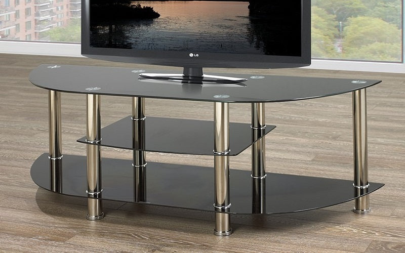 TV Stand with Chrome Legs - Black