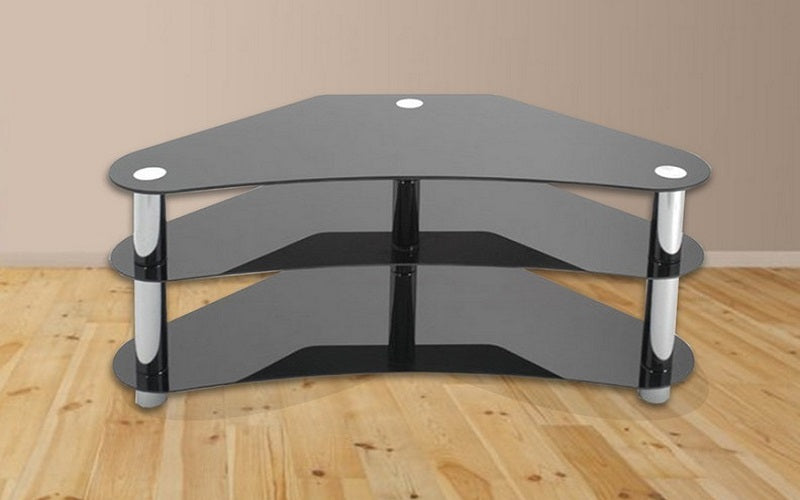 TV Stand with Chome Legs - Black