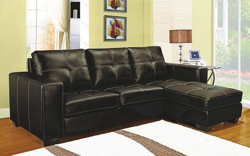 Leather Sectional with Reversible Chaise - Brown