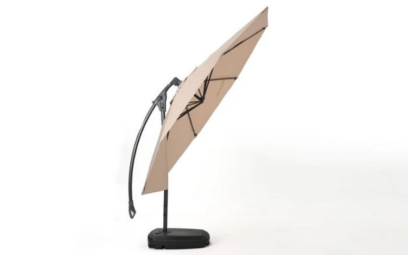 9.5" Outdoor Offset Patio Umbrella - Brown | White | Red