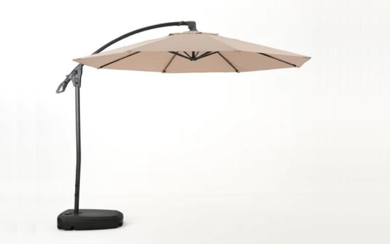 9.5" Outdoor Offset Patio Umbrella - Brown | White | Red