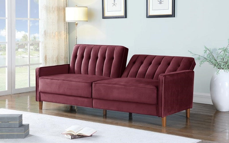 Velvet Fabric Sofa Bed - Black