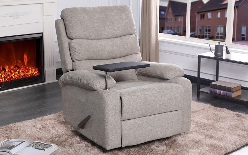 Recliner Swivel Rocker Chair with Fabric - Beige. Power Lift Chair Recliner for Senior & Medical Supply