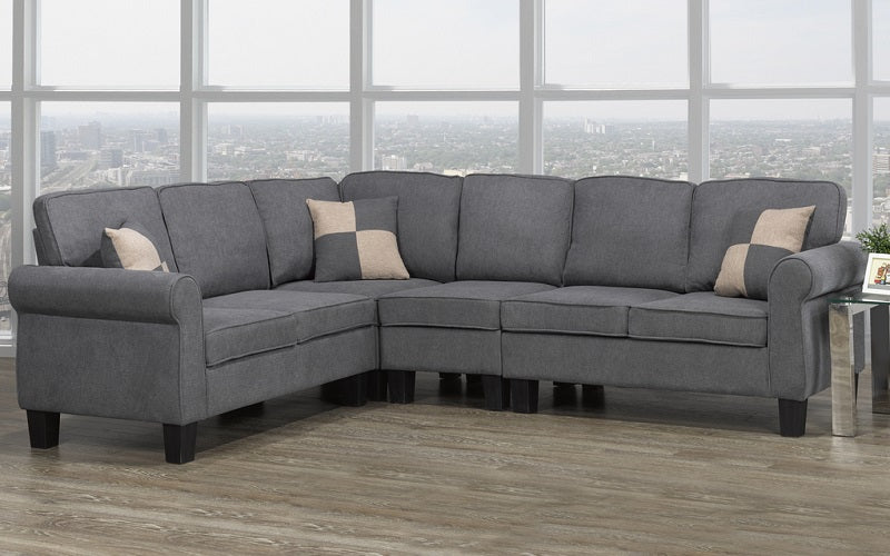 Fabric Sectional with Love Seat - Grey