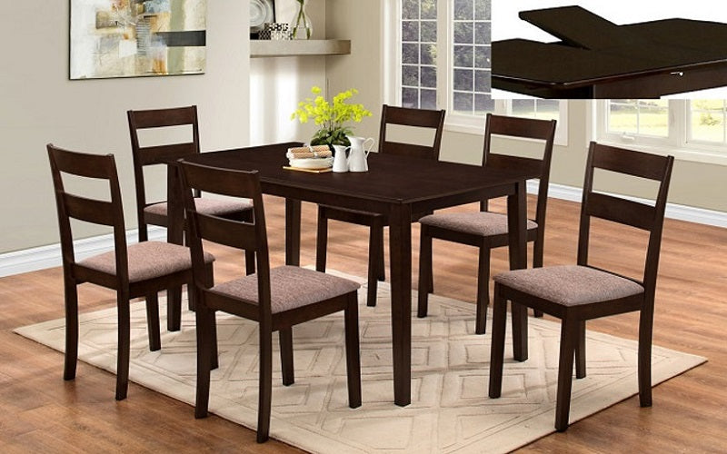 Kitchen Set with Solid Wood with Butterfly Leaf  7 pc - Espresso