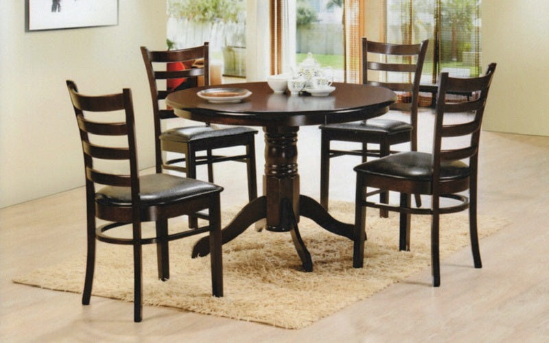 Kitchen Set with Round Solid Wood Top - 5 pc - Espresso