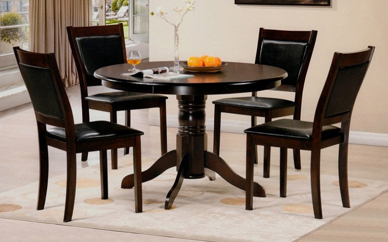 Kitchen Set with Round Solid Wood Top - 5 pc - Espresso