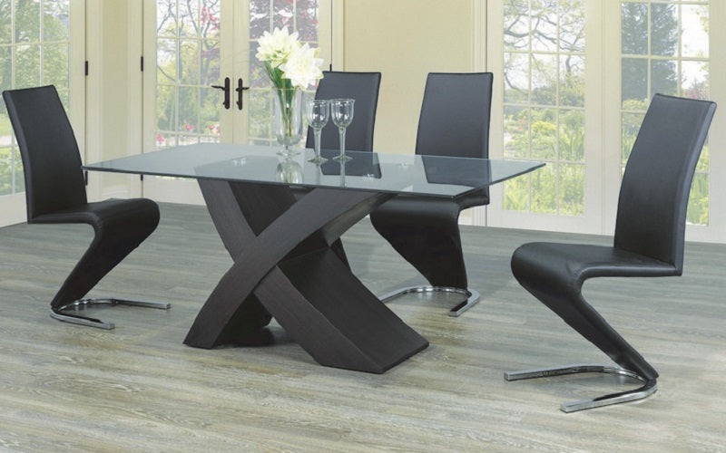 Kitchen Set with Glass Top - 7 pc - Black | White