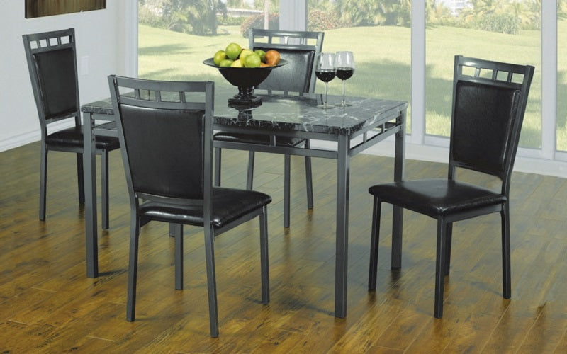 Kitchen Set with Marble Top - 5 pc or 7 pc - Espresso | Gun Metal Grey