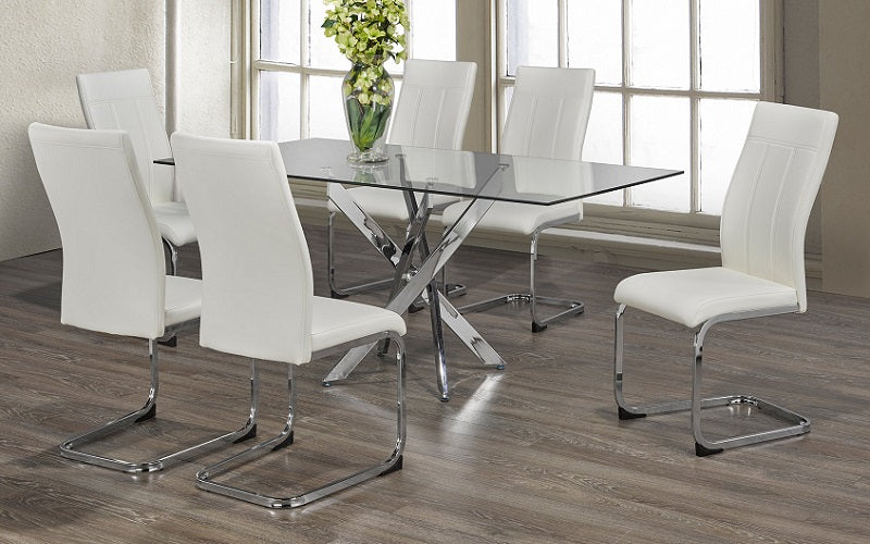 Kitchen Set with Clear Glass Top - 7 pc - White | Black | Grey