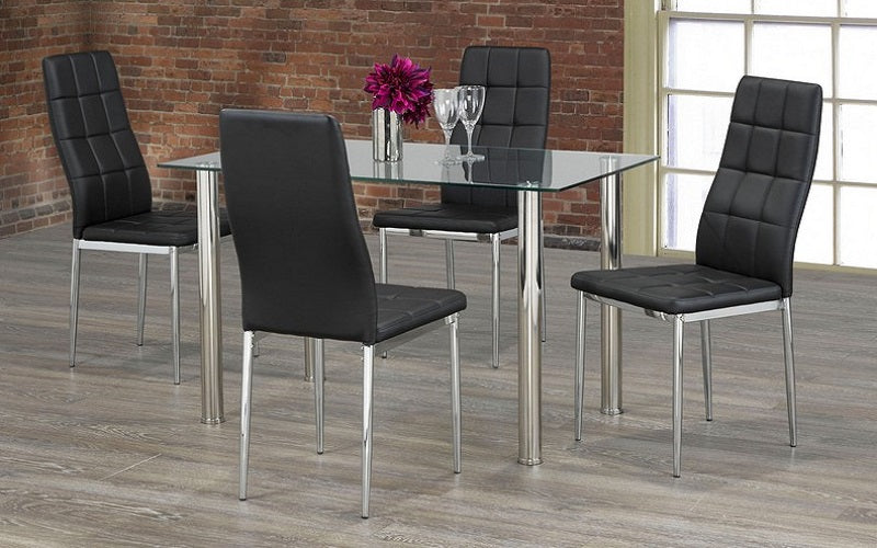 Kitchen Set with Glass Top - 5 pc - Black | White | Grey