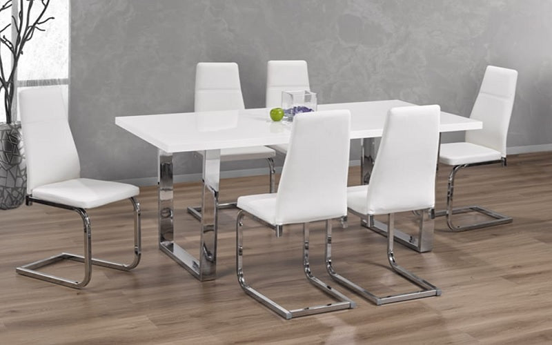 Kitchen Set with Lacquered Finish Top - 7 pc - White & White or Grey
