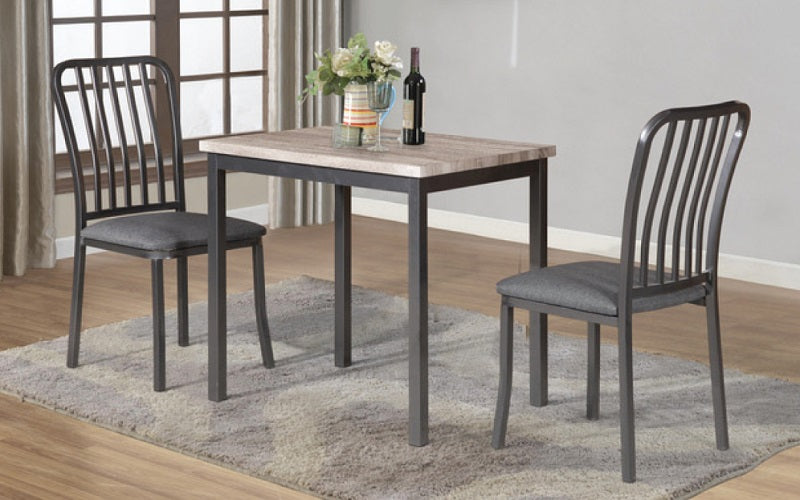 Kitchen Set with Wood Finish Top - 3 pc - Grey