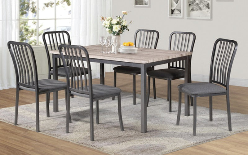 Kitchen Set with Wood Finish Top - 7 pc - Grey