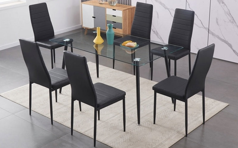 Kitchen Set with Glass Top - 5 pc or 7 pc - Black