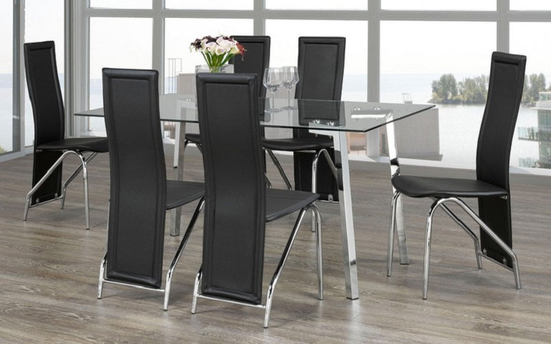 Kitchen Set with Glass Top - 7 pc - Black