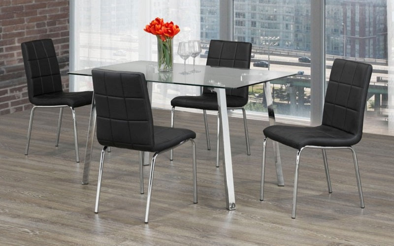 Kitchen Set with Glass Top - 5 pc - White | Black | Grey