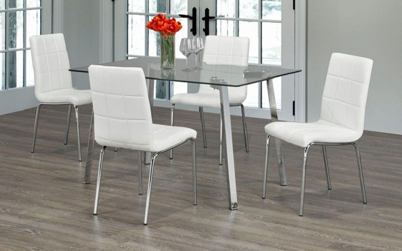 Kitchen Set with Glass Top - 5 pc - White | Black | Grey