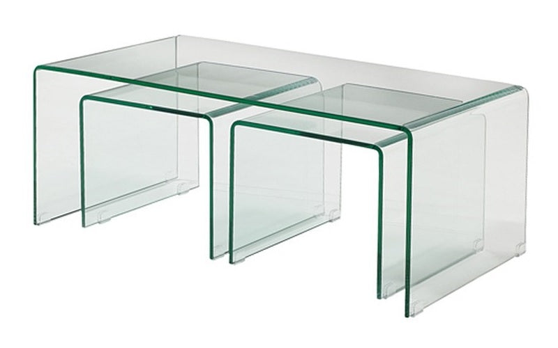 Bent Glass Coffee Table Set - 3 pc - Clear