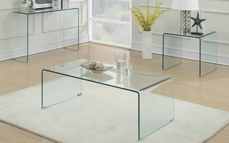 Bent Glass Coffee Table Set - 3 pc - Clear