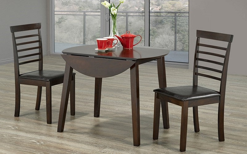 Kitchen Set Solid Wood with Extendable Leafs - 3 pc - Espresso