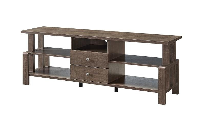 TV Stand with Shelf and Drawers - Walnut Oak