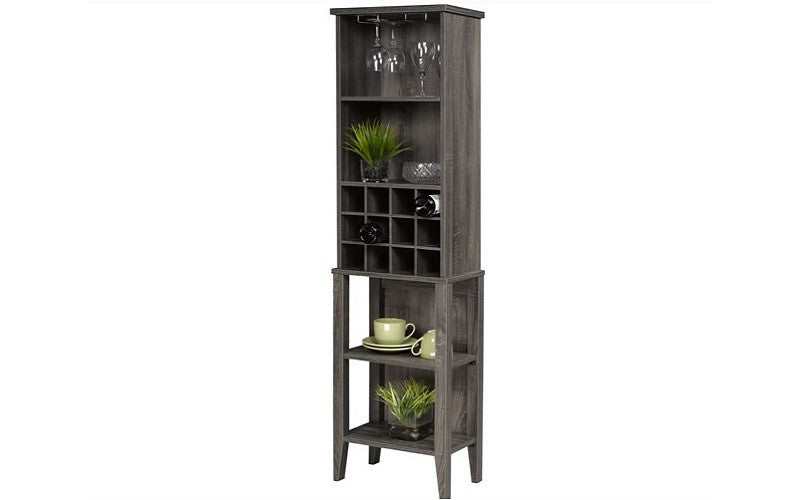 Wine Rack with Shelves - Grey | Dark Cherry